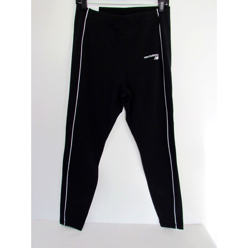 New Balance Womens Leggings Large Black Mid Rise Fitted Cotton NWT WP03804